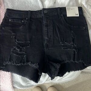 Women's Black Distressed Shorts
